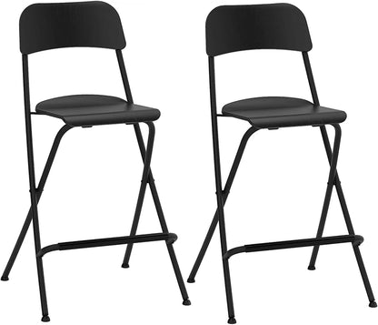 29 inch Folding Breakfast Bar Stool with Backrest,Counter Height Modern Tall Bar Stool for Kitchen Dining Room Office,Portable Bar Chair,Seat Height 74cm(Black,2PCS)