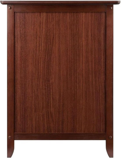 Wood Eugene Accent Table Walnut Finish Compact Side Table with Drawer and Cabinet Solid and Composite Wood Ideal for Bedroom Living Room or Entryway Storage