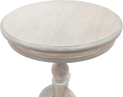Carolina Chair & Table Glida Round Side Table Home Decor Classic Style Furniture, Wooden Top Lathe Turned Pedestal Base Curved Leg Accent Furniture for Kitchen or Dining Room (Natural Driftwood)