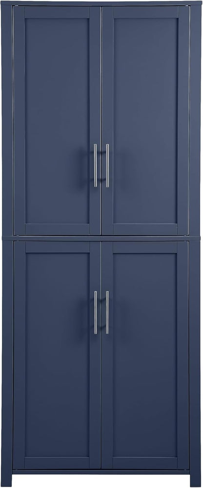 Crosley Furniture Savannah Tall Pantry Storage Cabinet with Shelves, Kitchen, Dining, or Laundry Room, Navy