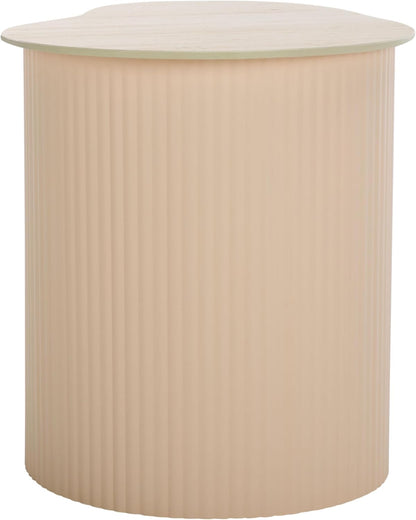 SAFAVIEH Home Collection - MTP Medium Side Table, Beige Ceramic Accent Table with Ribbed Base, Fully Assembled (ACC2910A)