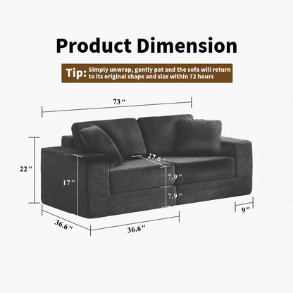 FILUXE Modular Sectional Sofa, Modern Modular Sofa Couch with Deep Seat，Comfy Cloud Couch, Sectional Couches for Living Room, Bedroom and Apartment，2-Seater，Dark Grey