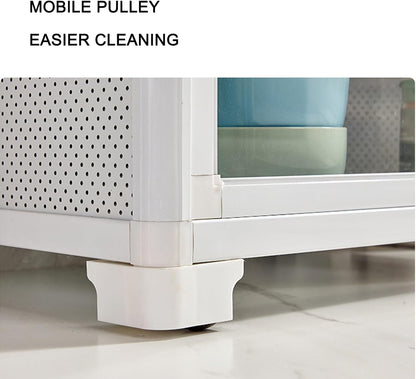 Kitchen Pantry Storage Cabinet, Freestanding Kitchen Storage Cabinet with Acrylic Door, Microwave Stand Tall Storage Pantry Cabinet, Kitchen Buffet Sideboard for Spices, Dishes, Pots, Pans(65*40*90cm/