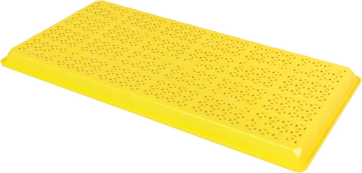 SUNPACK 10" x 20" Heavy Duty Mesh Plastic Seed Starting Tray, Yellow, 1" - Ensures Water Drainage and Aeration, Perfect for Greenhouses or Indoor Gardening