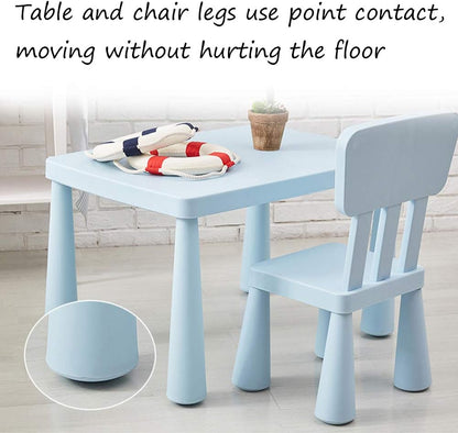 Soerreo Children's Tables and Chairs Kindergarten Baby Study Table and Chairs Plastic Game Table Removable (Chair Light Blue)