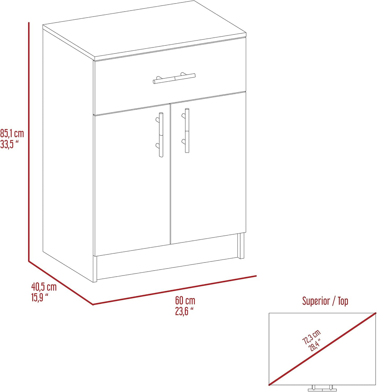 Oxford Pantry Cabinet, Kitchen Storage Solution for Utensils, Food & Dishes - Wall Storage, Adjustable Shelves, Compact Design