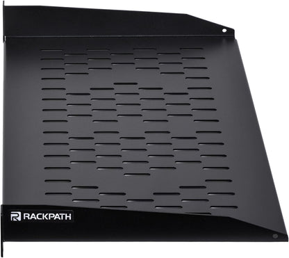 RackPath 1U Cantilever Universal Rack Shelf - 10in Deep – Rackmount Shelf for 19’’ AV/Network Equipment Racks – 55lbs Capacity - 2Pack