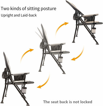 REALEAD Camping Chairs for Adults - Heavy Duty Folding Chairs for Outside Support 400 LBS - Padded High Back Camp Chair with Movable Backrest - Portable Lawn Chairs for Outdoor Sports
