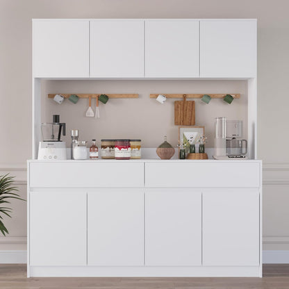 70.87" H Large Kitchen Pantry Storage Cabinet with Microwave Oven Countertop, Freestanding Pantry Cabinet with Drawers for Kitchen, Living Room (White)
