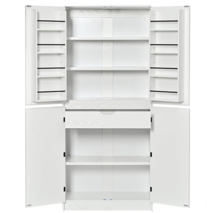 72" Kitchen Pantry Storage Cabinet with Doors and Shelves, Wood Farmhouse Pantry Storage with Barn Doors for Kitchen, Dining Room, Living Room