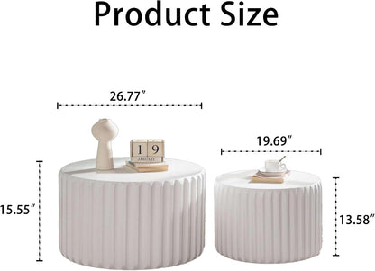 Modern Round Nesting Coffee Table Set of 2, Side Tables for Living Room