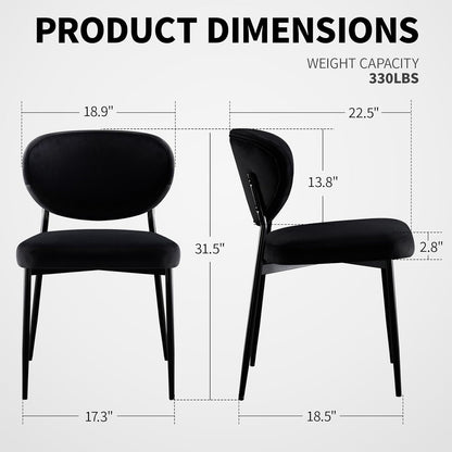 STOOLINK Black Velvet Dining Chairs Set of 6, Upholstered Kitchen Chairs