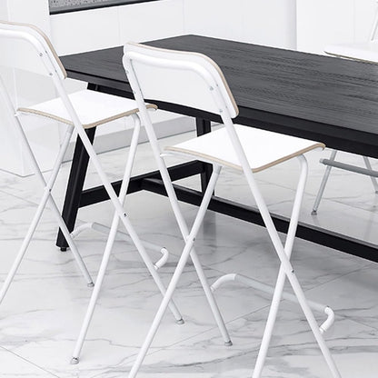 25in/29in Folding Breakfast Bar Stool, Modern Foldable Wooden Seat Tall Chair with Back and Footrest, Collapsible Counter Height Stool for Dining Room Kitchen Balcony Living Room ( Color : White , Siz