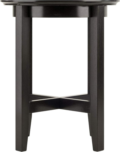 HomeStock Boldly Bohemian End Table - Artistic Design with Rich Espresso Finish, Perfect Accent Piece for Eclectic or Contemporary Interiors