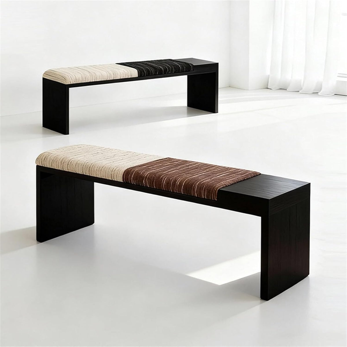 Modern Fabric Bench for Office Area Casual Dressing Room Bedroom Wooden Bed end Entryway(Medium)