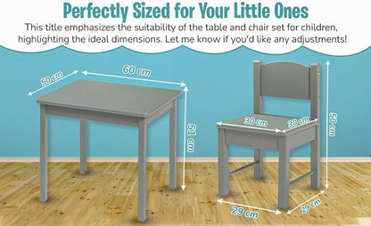 HYGRAD BUILT TO SURVIVE Kids Wooden Table and Chair Set - Stable and Sturdy Toddler Activity Table for Craft, Art - Perfect Children Gift for Livingroom, Daycare, Classroom, Playroom (White)