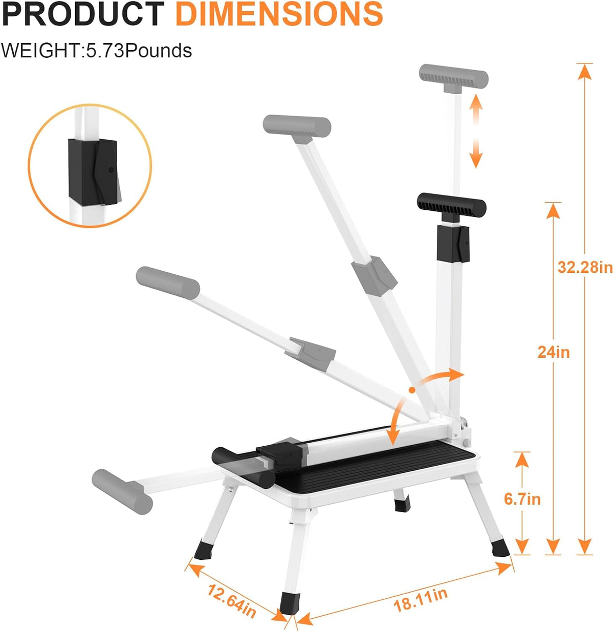 Step Stools for Adults, Foldable Step Stool with Handle for Elderly Seniors Stepping Stool with Non-Slip Step Platform Metal Stool in Kitchen, Bedroom,Bathroom,330 Lbs Capacity(Patent Protection)