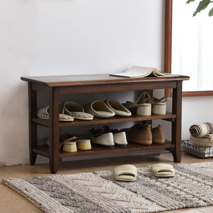 XKZG Shoe Rack Bench Wooden Shoe Storage Bench Rustic Solid Wood Entryway Bench (Brown,31.5")