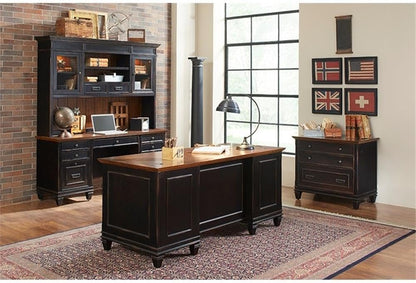 Martin Furniture Hartford Wood Lateral File with Locking Legal/Letter File Drawer Black