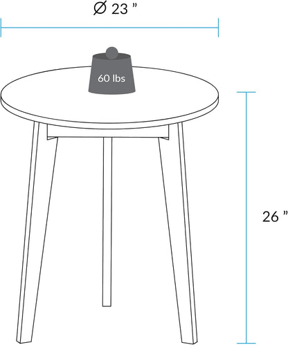 Three-Legged 23" W Round Side Modern Table with Solid American Hardwood Top