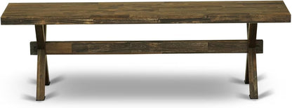 East West Furniture XB777 X-Style Modern Dining Room Bench with Wooden Seat, 72x15x18 Inch, Multi-Color