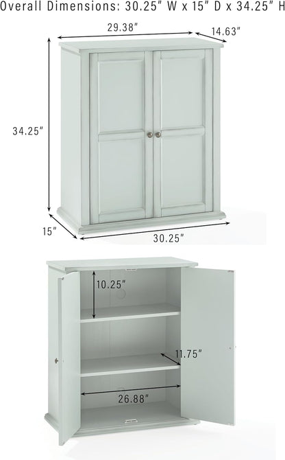 Crosley Furniture Holbrook Traditional Stackable Kitchen Storage Pantry, Accent Cabinet, Bathroom Storage, Distressed Seafoam Blue