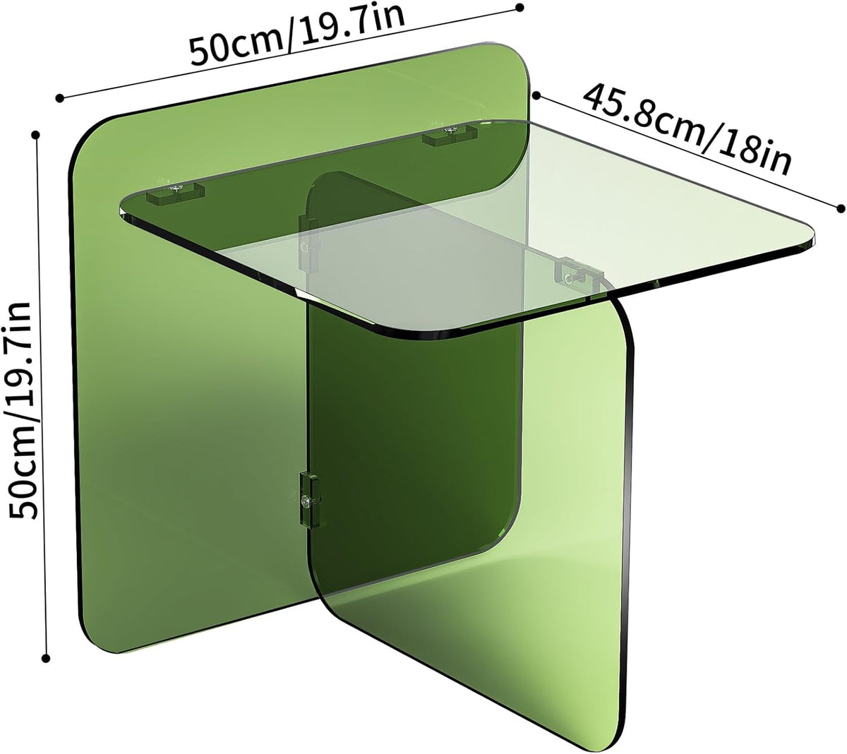 Acrylic Side Table, End Table Clear Modern Bedside Table for Bedroom Living Room, Lucite Nightstand (Clear, 19.7" × 19.7" × 18")