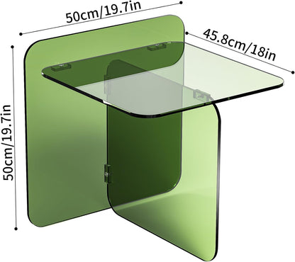 Acrylic Side Table, End Table Clear Modern Bedside Table for Bedroom Living Room, Lucite Nightstand (Clear, 19.7" × 19.7" × 18")