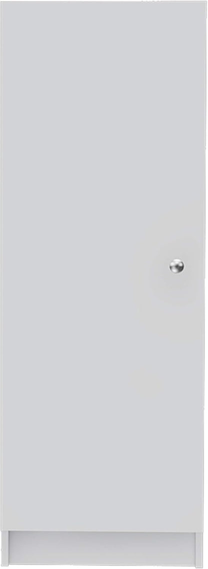 Kitchen Pantry 47" H, 1 Door Cabinet, 4 Interior Shelves, White