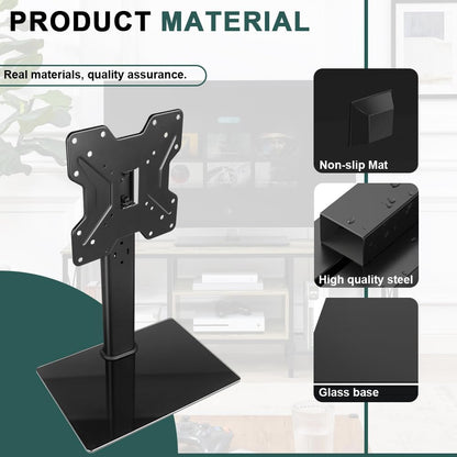 BFTOU Universal TV Stand for 13"–43" TVs Swivel 4 Level Height Adjustable Table Top TV Mount Stand Holds up to 77lbs