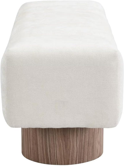 50" Upholstered Dining Bench, No-Assembly Chenille Fabric Ottoman Stool with Wood Legs, 300LB Capacity Multi-Functional Seating for Entryway, Bedroom, Bedside, Living Room, Beige