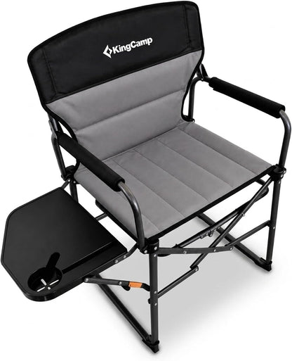 KingCamp Oversized Camping Directors Chair for Big & Tall Heavy Duty 440lbs | Folding Chair with Side Table, Padded Camp Chair Wide Seat，Anti-Sag Fabric, 50% flat fold for Outdoor Sport Lawn Fishing RV