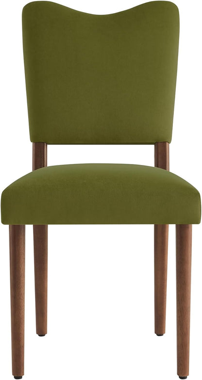KISLOT Upholstered Dining Chairs Set of 4, Modern Velvet Kitchen Chairs with Solid Wood Legs, High Back Wooden Dining Room Chairs with Dark Walnut Color Legs for Farmhouse Kitchen Dining Room, Green