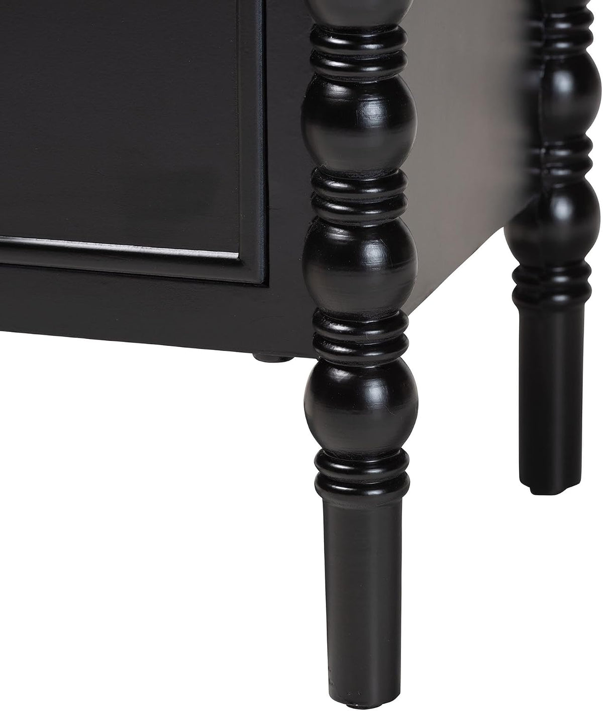 Baxton Studio Malinda Classic Black Wood 2-Drawer End Table with Spindle Legs