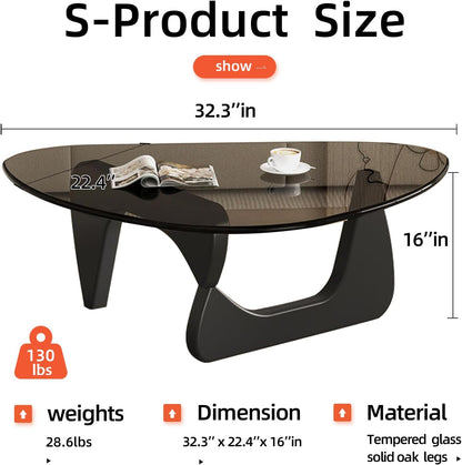 Modern Glass Coffee Table, Mid Century Coffee Table, Small Coffee Table for Living Room,Suitable for Bedroom Living Room Reception Office Tables (Black/Grey, Small)