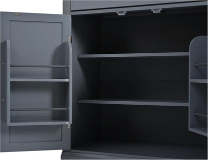 Freestanding Kitchen Pantry,Buffet Food Storage,Coffee Bar Cabinet with Drawer, 2 Adjustable Shelves and 2 Door Shelves,for Kitchen Dining Room (Gray@R)