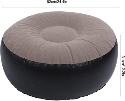 Inflatable Stool Ottoman Footrest, All Weather Foot Rest Indoor or Outdoor Use, Portable Flocking Inflatable Stool Ottoman Pouf Footstool for Home Patio Garden, Camping, Travel