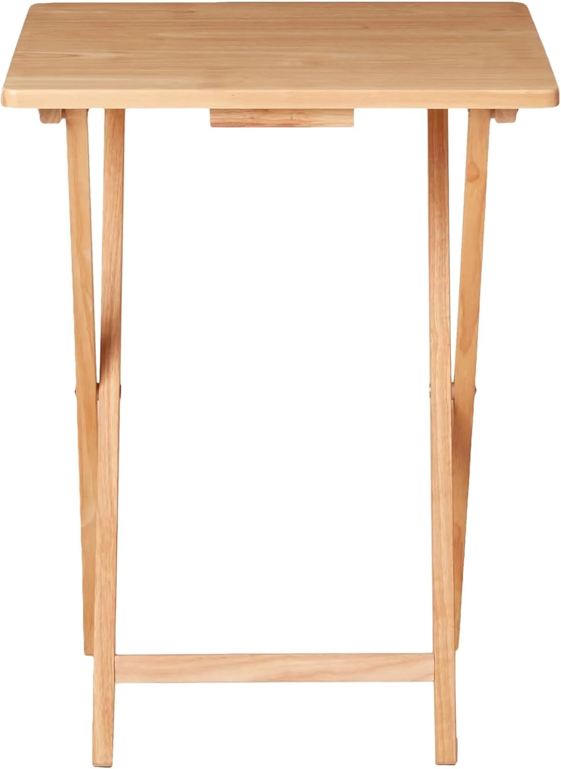 Folding TV Tray Table, Rubberwood, Natural, 19" x 14.5" x 26", Indoor, 1 Piece
