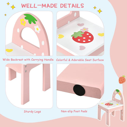 Costzon Kids Vanity Table & Chair Set, 2 in 1 Princess Makeup Dressing Table w/Detachable Top, Toddler Vanity w/Tri-fold Mirror, Drawers & Accessories, Vanity Set for Little Girls, Pink