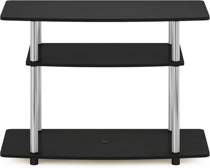 Furinno Turn-N-Tube TV Stand, 3-Tier Toolless Assembly Entertainment Center with Open Shelves, TV Console for TV up to 32 Inch, for Living Room, Bedroom, Americano/Stainless Steel