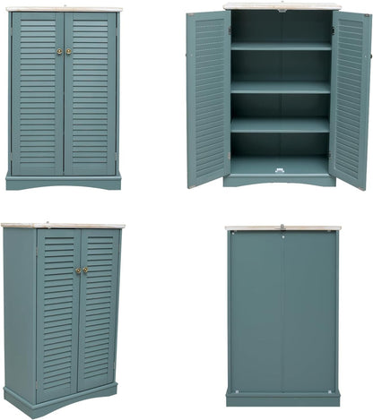 Farmhouse Sideboard Cabinet - Versatile Storage for Kitchen, Buffet Living Room, Hallway, Shoe & Bathroom - 22" W x 11.75" D x 36.75" H, Teal