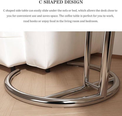 Stylish C-Shaped Sofa Side Table: The Perfect Blend of Function and Design(Color:Brown)