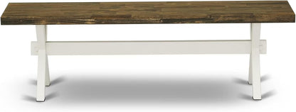 East West Furniture XB076 X-Style Mid Century Modern Dining Bench with Solid Wood Seat, 60x15x18 Inch, Multi-Color