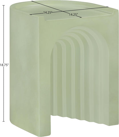 Meridian Furniture 646Green-ET Avenda Collection Art Deco End Table with Finished Concrete that can be Used for Indoors or Outdoors, 14.25" W x 14.25" D x 18.75" H