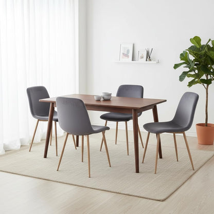 Velvet Dining Chairs Set of 4, Modern Kitchen Chairs, Metal Legs, Upholstered Dining Accent Side Chairs for Living Room Dining Room, Grey