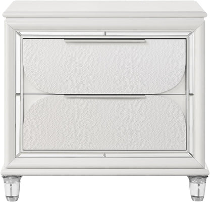 Pearl White 2-Drawer Nightstand with Acrylic Crystal Legs,for Small Spaces