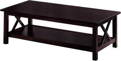 Set of 3 Cherry Round Accent Table with Faux Marble Top, Wood, Brown