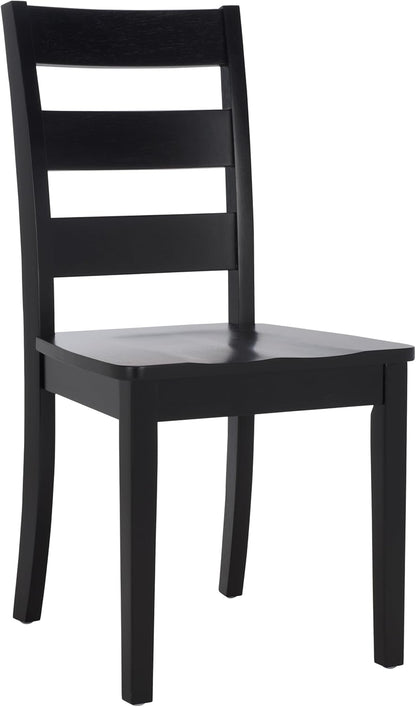 SAFAVIEH Home Collection - Silio Black Wood Ladder Back Dining Chair Set of 2, Classic Farmhouse Style Seating (DCH9213C-SET2)
