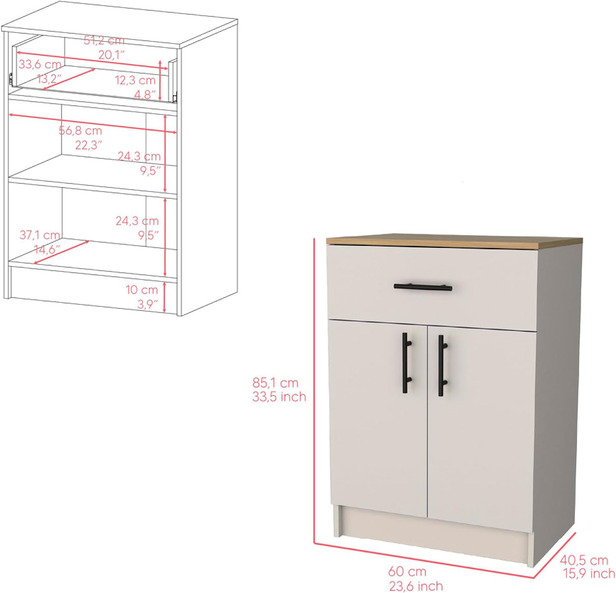 Pantry Cabinet Netal, Kitchen, Ivory/Natural Oak