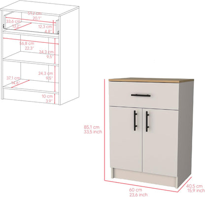 Pantry Cabinet Netal, Kitchen, Ivory/Natural Oak